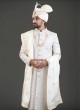 Silk Grey Grey Elegant Design Sherwani Set For Groom